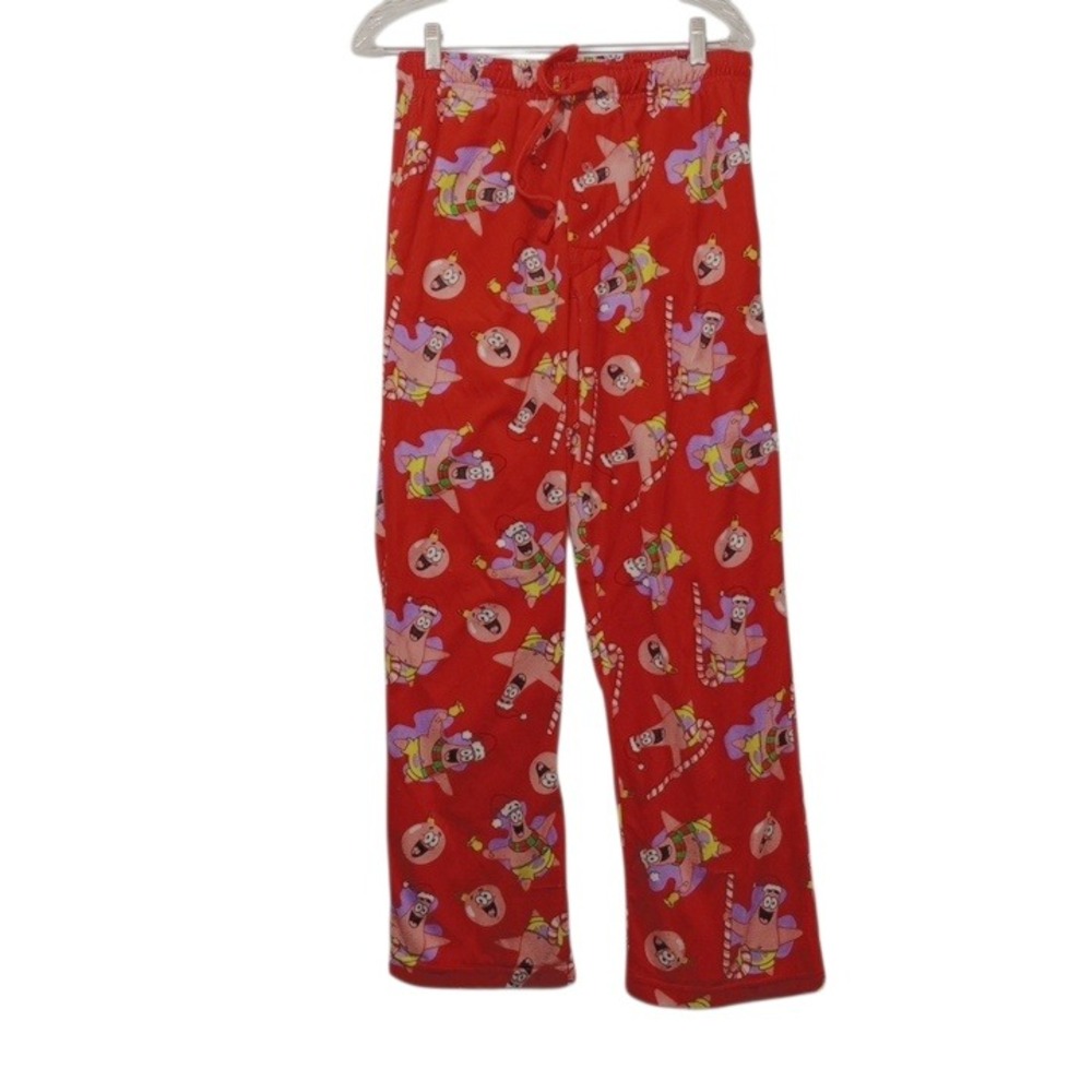 SpongeBob SquarePants‎ Patrick Star Christmas Pajama Pants Red Fleece Size Med
